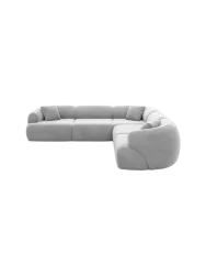 5-Sitzer Design Ecksofa „Polina“ mit Samtbezug Samtbezug Hellgrau BLOOMINGLOFT Collection