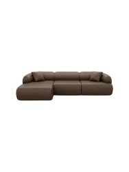 4-Sitzer Design Echtleder Ecksofa „Polina“ Echtleder Dark Brown BLOOMINGLOFT Collection