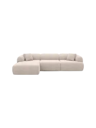 4-Sitzer Design Ecksofa „Polina“ mit Strukturstoff-Bezug Strukturstoff Beige BLOOMINGLOFT Collection