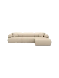 4-Sitzer Design Echtleder Ecksofa „Polina“ Echtleder Beige BLOOMINGLOFT Collection
