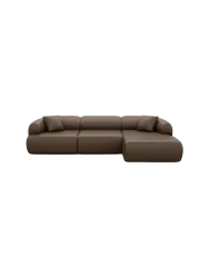 4-Sitzer Design Echtleder Ecksofa „Polina“ Echtleder Dark Brown BLOOMINGLOFT Collection