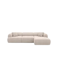4-Sitzer Design Ecksofa „Polina“ mit Strukturstoff-Bezug Strukturstoff Beige BLOOMINGLOFT Collection