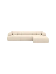 4-Sitzer Design Ecksofa „Polina“ mit Strukturstoff-Bezug Strukturstoff Cream BLOOMINGLOFT Collection