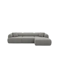 4-Sitzer Design Ecksofa „Polina“ mit Strukturstoff-Bezug Strukturstoff Grau BLOOMINGLOFT Collection