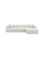4-Sitzer Design Ecksofa „Polina“ mit Strukturstoff-Bezug Strukturstoff Weiss BLOOMINGLOFT Collection