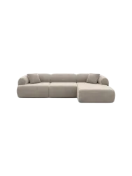 4-Sitzer Design Ecksofa „Polina“ mit Samtbezug Samtbezug Beige dunkel BLOOMINGLOFT Collection