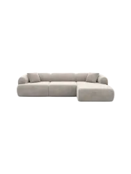 4-Sitzer Design Ecksofa „Polina“ mit Samtbezug Samtbezug Sand BLOOMINGLOFT Collection