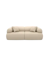 2-Sitzer Design Echtleder Sofa „Polina“ Echtleder Beige BLOOMINGLOFT Collection