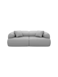 2-Sitzer Design Echtleder Sofa „Polina“ Echtleder Light Grey BLOOMINGLOFT Collection