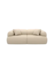 3-Sitzer Design Echtleder Sofa „Polina“ Echtleder Beige BLOOMINGLOFT Collection