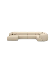 6-Sitzer Design Echtleder Panorama-Sofa „Polina XL“ Echtleder Beige BLOOMINGLOFT Collection