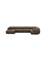 6-Sitzer Design Echtleder Panorama-Sofa „Polina XL“ Echtleder Dark Brown BLOOMINGLOFT Collection