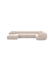 6-Sitzer Design Panorama-Sofa „Polina XL“ mit Strukturstoff-Bezug Strukturstoff Beige BLOOMINGLOFT Collection
