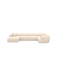 6-Sitzer Design Panorama-Sofa „Polina XL“ mit Strukturstoff-Bezug Strukturstoff Cream BLOOMINGLOFT Collection