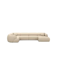 6-Sitzer Design Echtleder Panorama-Sofa „Polina XL“ Echtleder Beige BLOOMINGLOFT Collection