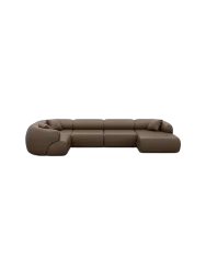 6-Sitzer Design Echtleder Panorama-Sofa „Polina XL“ Echtleder Dark Brown BLOOMINGLOFT Collection