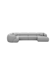 6-Sitzer Design Echtleder Panorama-Sofa „Polina XL“ Echtleder Light Grey BLOOMINGLOFT Collection