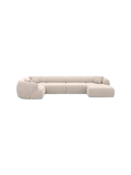 6-Sitzer Design Panorama-Sofa „Polina XL“ mit Strukturstoff-Bezug Strukturstoff Beige BLOOMINGLOFT Collection