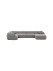 6-Sitzer Design Panorama-Sofa „Polina XL“ mit Strukturstoff-Bezug Strukturstoff Grau BLOOMINGLOFT Collection