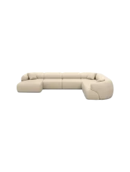 7-Sitzer Design Echtleder Panorama-Sofa „Polina XXL“ Echtleder Beige BLOOMINGLOFT Collection