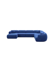 7-Sitzer Design Panorama-Sofa „Polina XXL“ mit Samtbezug Samtbezug Königsblau BLOOMINGLOFT Collection