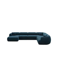 7-Sitzer Design Panorama-Sofa „Polina XXL“ mit Samtbezug Samtbezug Petrol dunkel BLOOMINGLOFT Collection
