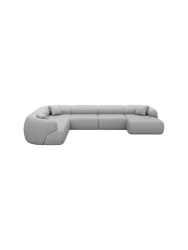 7-Sitzer Design Echtleder Panorama-Sofa „Polina XXL“ Echtleder Light Grey BLOOMINGLOFT Collection