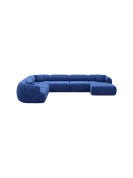 7-Sitzer Design Panorama-Sofa „Polina XXL“ mit Samtbezug Samtbezug Königsblau BLOOMINGLOFT Collection
