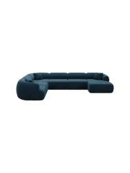 7-Sitzer Design Panorama-Sofa „Polina XXL“ mit Samtbezug Samtbezug Petrol dunkel BLOOMINGLOFT Collection