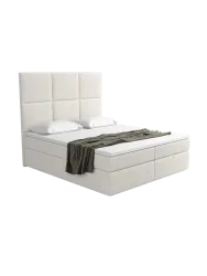 Design Boxspringbett „Palazzo“ mit Ablagefach, Bouclé Weiss BLOOMINGLOFT Collection