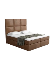Design Boxspringbett „Palazzo“ mit Ablagefach, Kunstleder Choco Brown Kunstleder Schokobraun BLOOMINGLOFT Collection