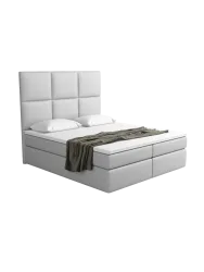 Design Boxspringbett „Palazzo“ mit Ablagefach, Kunstleder Hellgrau BLOOMINGLOFT Collection