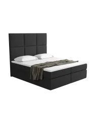 Design Boxspringbett „Maravella“ mit Ablagefach, Webstoff Schwarz Strukturstoff Schwarz BLOOMINGLOFT Collection