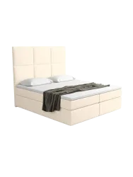Design Boxspringbett „Maravella“ mit Ablagefach, Webstoff Cream Strukturstoff Cream BLOOMINGLOFT Collection