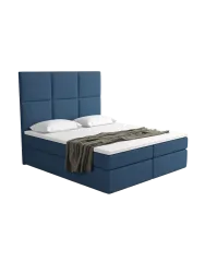 Design Boxspringbett „Maravella“ mit Ablagefach, Webstoff Dunkelblau Strukturstoff Dunkelblau BLOOMINGLOFT Collection