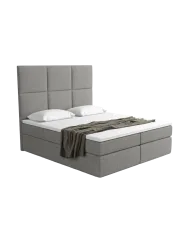 Design Boxspringbett „Maravella“ mit Ablagefach, Webstoff Grau Strukturstoff Grau BLOOMINGLOFT Collection