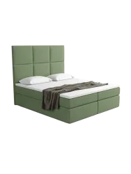 Design Boxspringbett „Maravella“ mit Ablagefach, Webstoff Grün Strukturstoff Grün BLOOMINGLOFT Collection