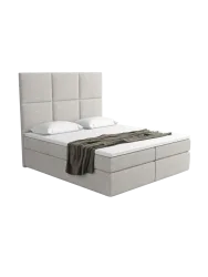 Design Boxspringbett „Maravella“ mit Ablagefach, Webstoff Hellgrau Strukturstoff Hellgrau BLOOMINGLOFT Collection