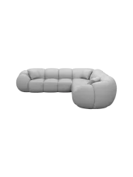 5-Sitzer Design Echtleder Ecksofa „Panda“ Echtleder Light Grey BLOOMINGLOFT Collection