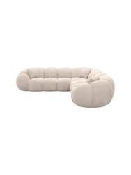 5-Sitzer Design Ecksofa „Panda“ mit Strukturstoff-Bezug Strukturstoff Beige BLOOMINGLOFT Collection