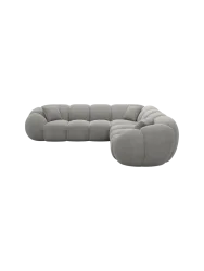 5-Sitzer Design Ecksofa „Panda“ mit Strukturstoff-Bezug Strukturstoff Grau BLOOMINGLOFT Collection