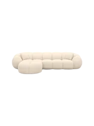 4-Sitzer Design Ecksofa „Panda“ mit Strukturstoff-Bezug Strukturstoff Cream BLOOMINGLOFT Collection