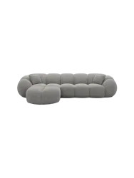 4-Sitzer Design Ecksofa „Panda“ mit Strukturstoff-Bezug Strukturstoff Grau BLOOMINGLOFT Collection