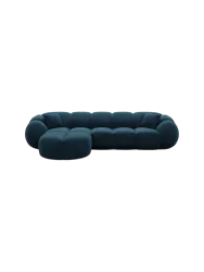 4-Sitzer Design Ecksofa „Panda“ mit Samtbezug Samtbezug Petrol dunkel BLOOMINGLOFT Collection