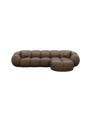 4-Sitzer Design Echtleder Ecksofa „Panda“ Echtleder Dark Brown BLOOMINGLOFT Collection