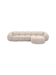 4-Sitzer Design Ecksofa „Panda“ mit Strukturstoff-Bezug Strukturstoff Beige BLOOMINGLOFT Collection
