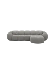 4-Sitzer Design Ecksofa „Panda“ mit Strukturstoff-Bezug Strukturstoff Grau BLOOMINGLOFT Collection