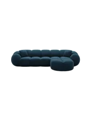 4-Sitzer Design Ecksofa „Panda“ mit Samtbezug Samtbezug Petrol dunkel BLOOMINGLOFT Collection