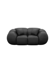 2-Sitzer Design Echtleder Sofa „Panda“ Echtleder Schwarz BLOOMINGLOFT Collection