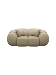 2-Sitzer Design Echtleder Sofa „Panda“ Echtleder Beige dunkel BLOOMINGLOFT Collection